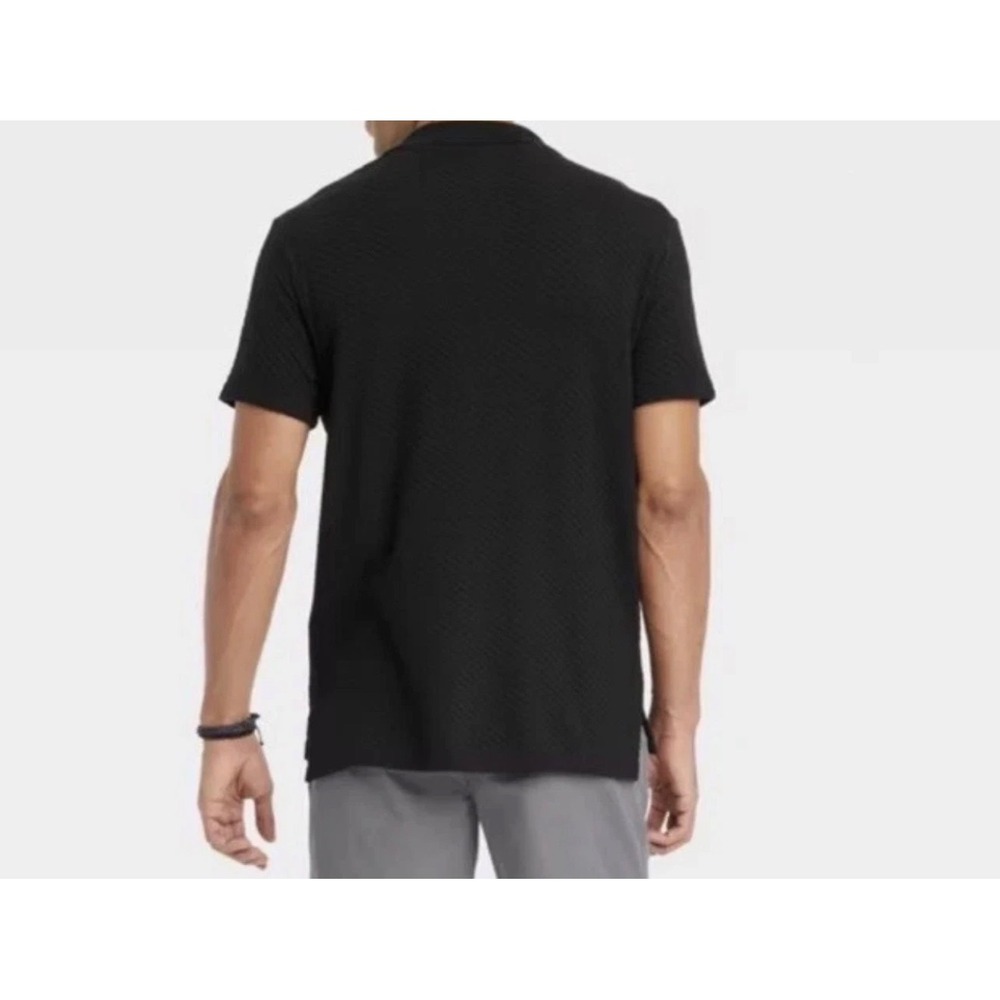 Goodfellow & Co Mens Textured Short Sleeve Polo Shirt Black V-Neck Size M NEW - Picture 6 of 6